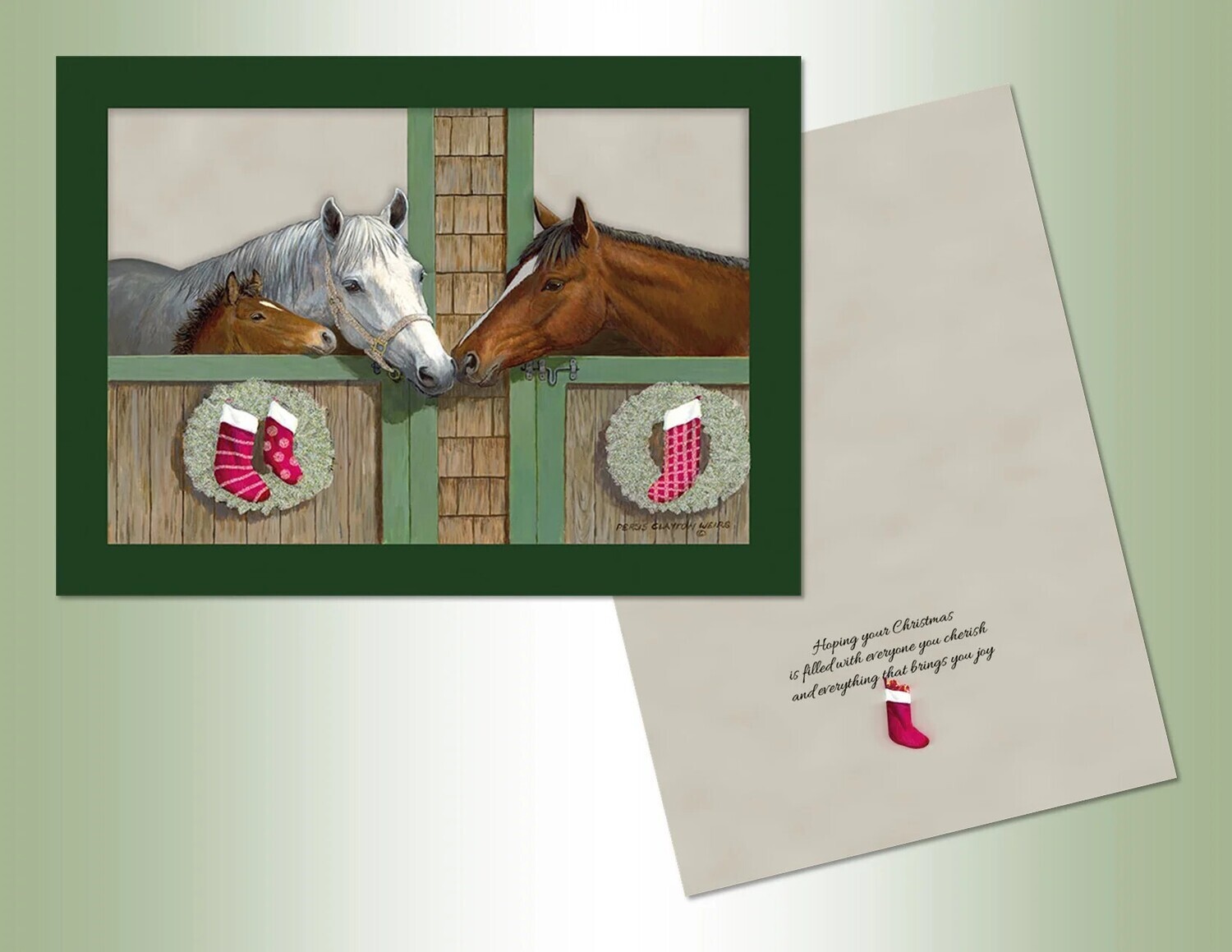 12 Die Cut 3 horses Christmas Cards+