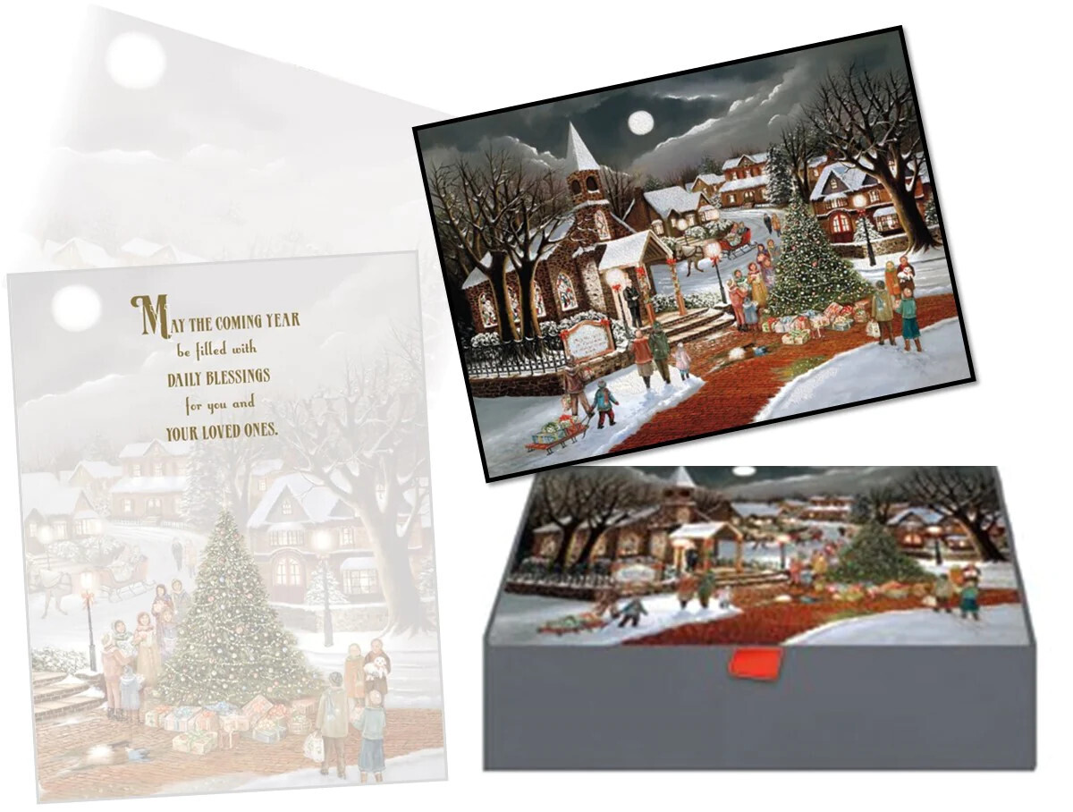 Christmas Spirit 14 Luxurious Glitter Embellished Cards and 14 Envelopes+
