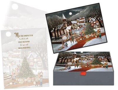 Christmas Spirit 14 Luxurious Glitter Embellished Cards and 14 Envelopes+