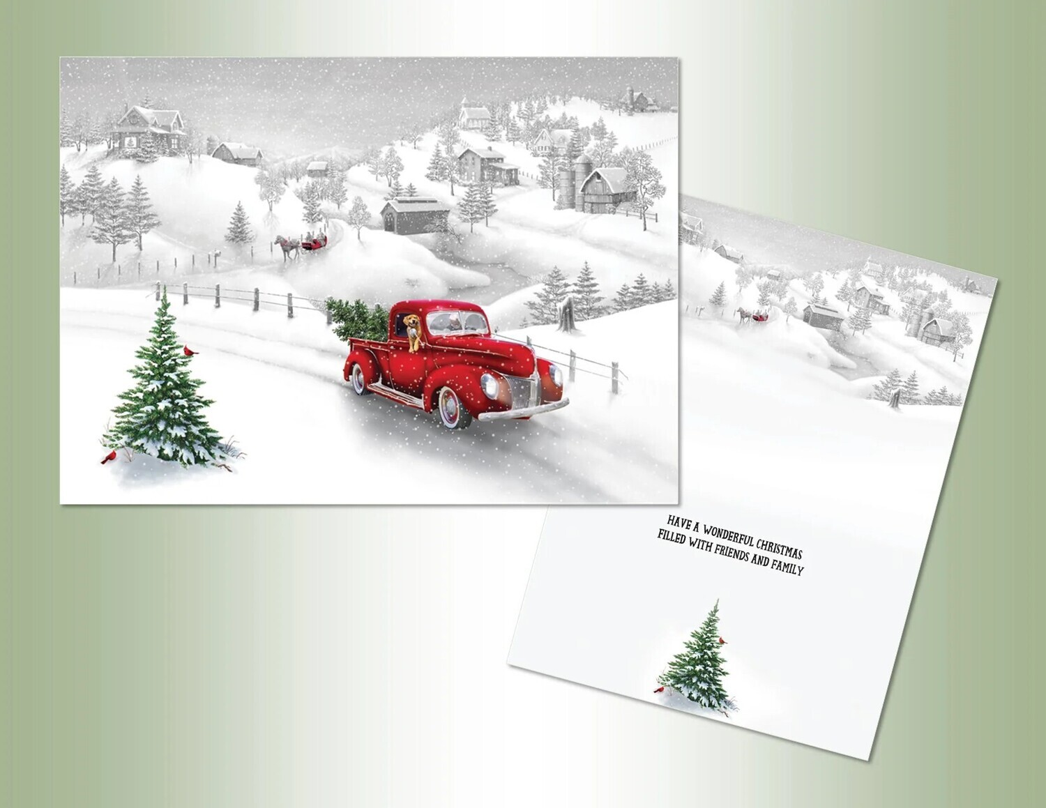 16 Red Christmas Truck Christmas Card+