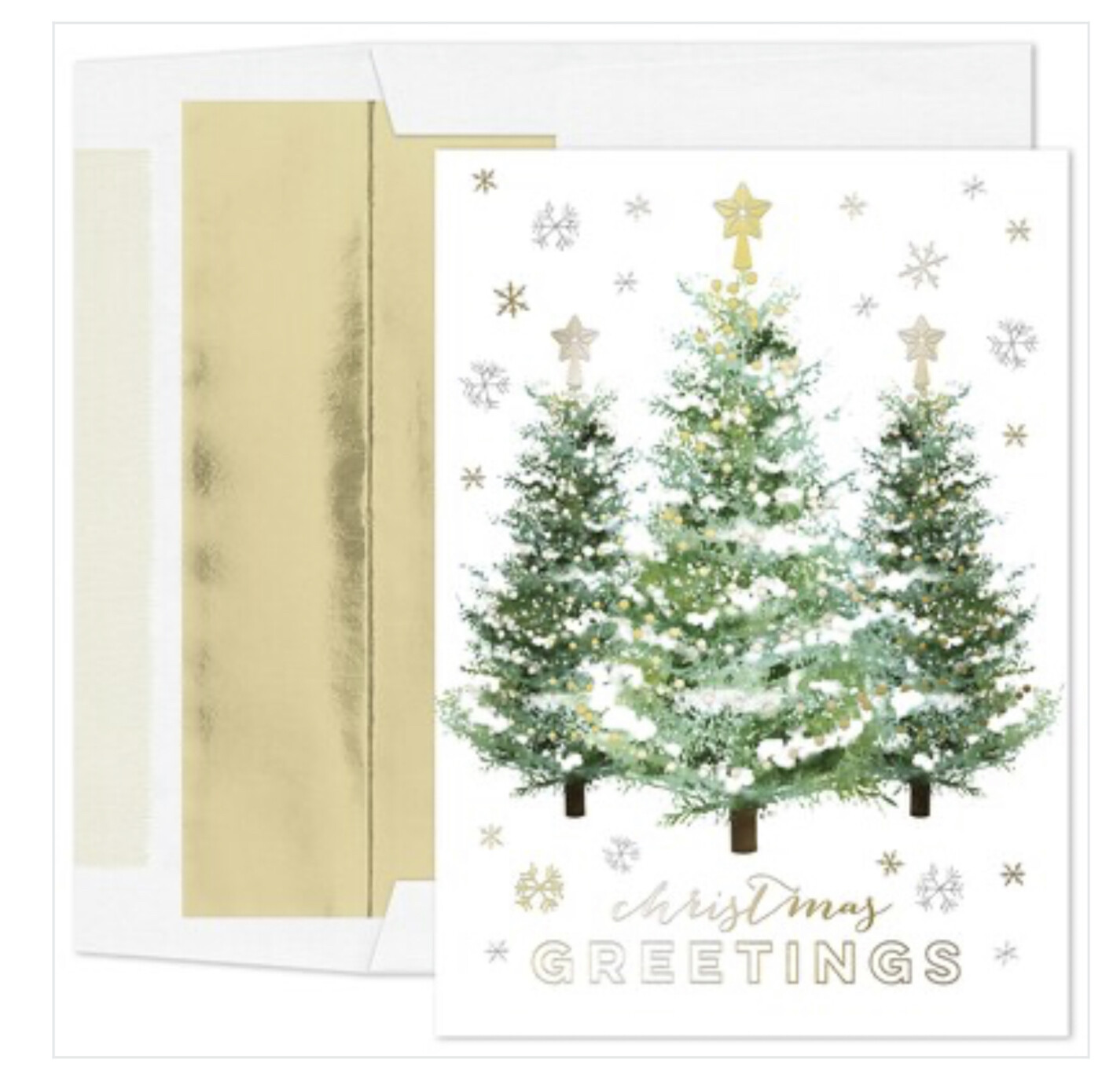 Gold Trimmed Trees Holiday Boxed Cards