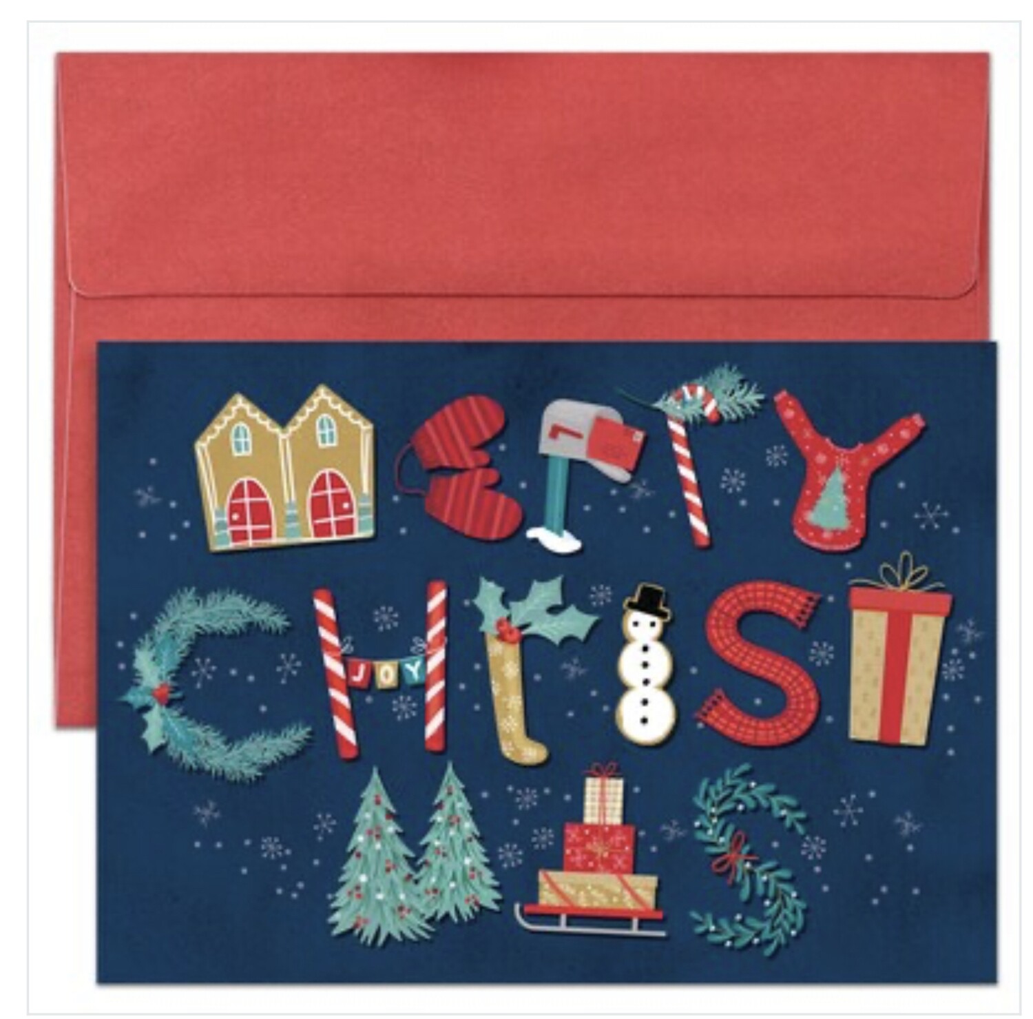 Holiday Typography Merry Christmas Cards+