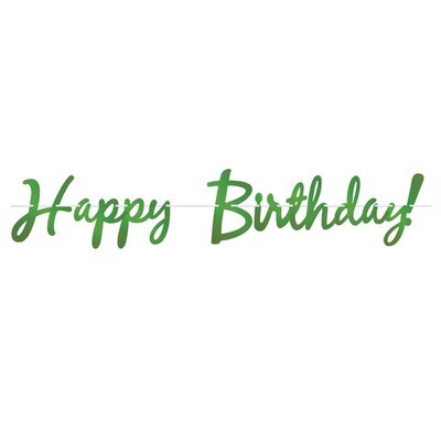 Foil Green Happy Birthday! Streamer+