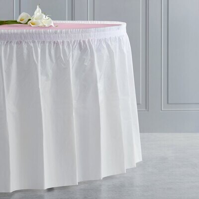 White 14&#39; Plastic Table Skirt+