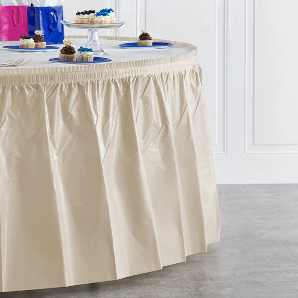 Ivory 14&#39; Plastic Table Skirt+