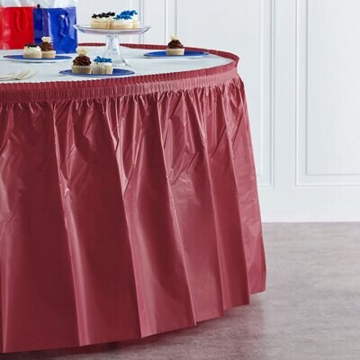 Burgundy 14&#39; Plastic Table Skirt+