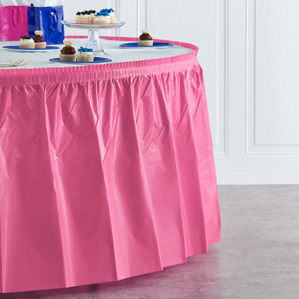 Candy Pink 14ft Plastic Table Skirt+