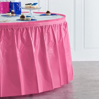 Candy Pink 14ft Plastic Table Skirt+