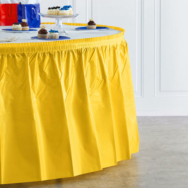 School Bus Yellow 14&#39; Plastic Table Skirt+