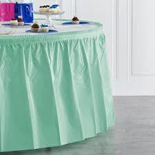 Fresh Mint 14&#39; Plastic Table Skirt+