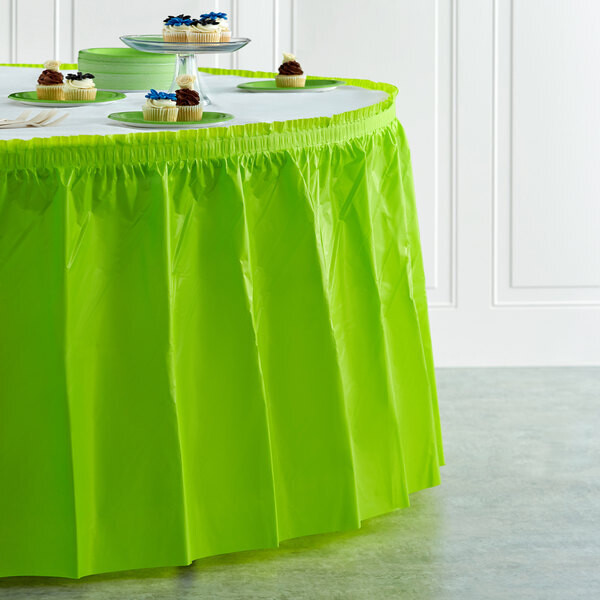 Fresh Lime 14&#39; Plastic Table Skirt+