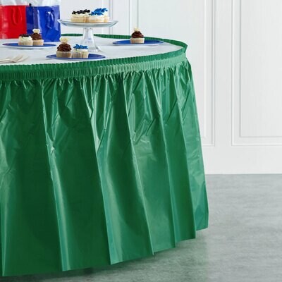 Emerald Green 14&#39; Plastic Table Skirt+