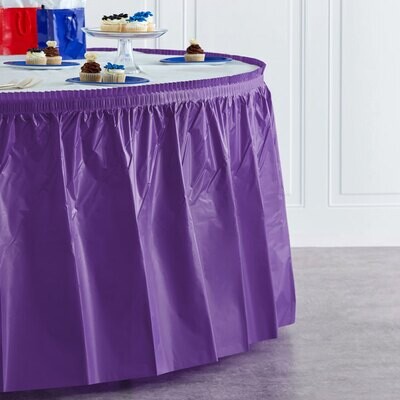 Purple 14&#39; Plastic Table Skirt+