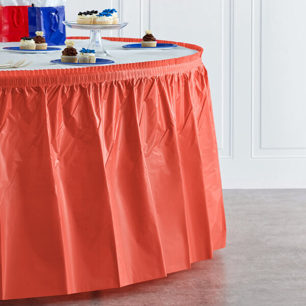 Coral 14&#39; x 29&quot; Plastic Table Skirt+