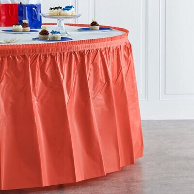 Coral 14&#39; x 29&quot; Plastic Table Skirt+