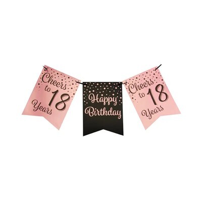 Party Flag Banner Rose/Black -18+
