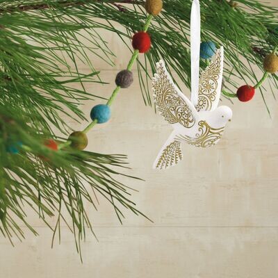 White and Gold Dove Hallmark Christmas Ornament+