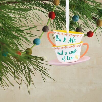 You and Me Stacked Teacups Hallmark Christmas Ornament+