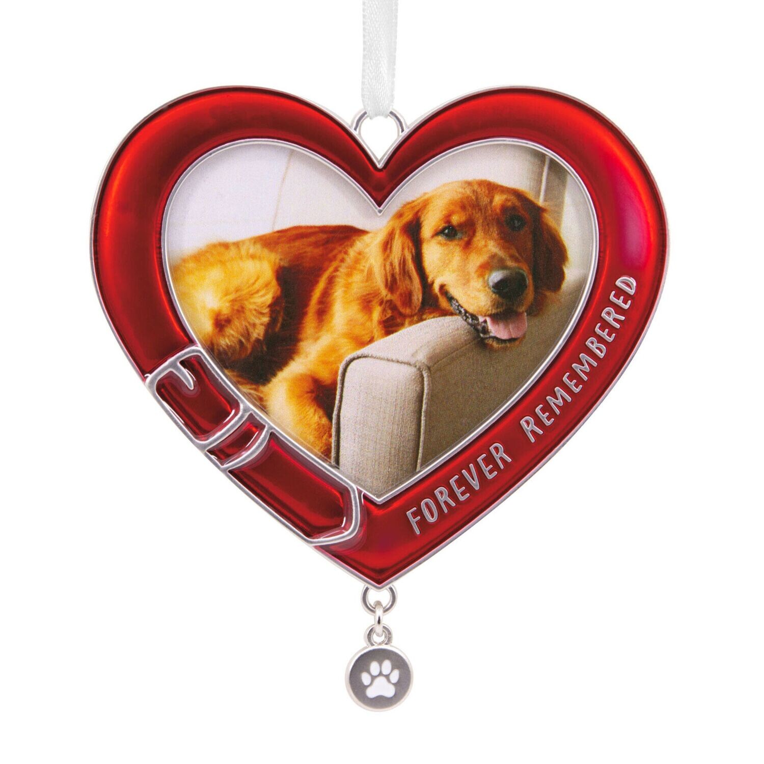 Pet Memorial Metal Photo Frame Hallmark Christmas Ornament+