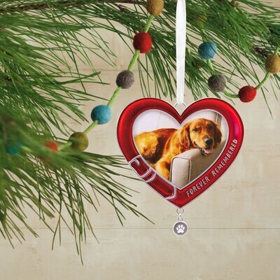 Pet Memorial Metal Photo Frame Hallmark Christmas Ornament+