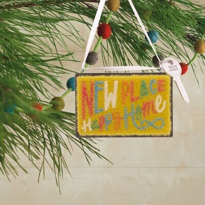 New Place Happy Home 2023 Doormat Hallmark Christmas Ornament AMZ+