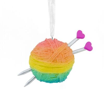 Knitting Yarn Ball and Hooks Hallmark Ornament AMZ+