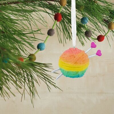 Knitting Yarn Ball and Hooks Hallmark Ornament+