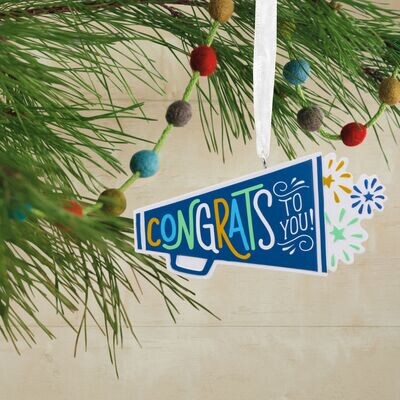Congrats Megaphone Hallmark Ornament+
