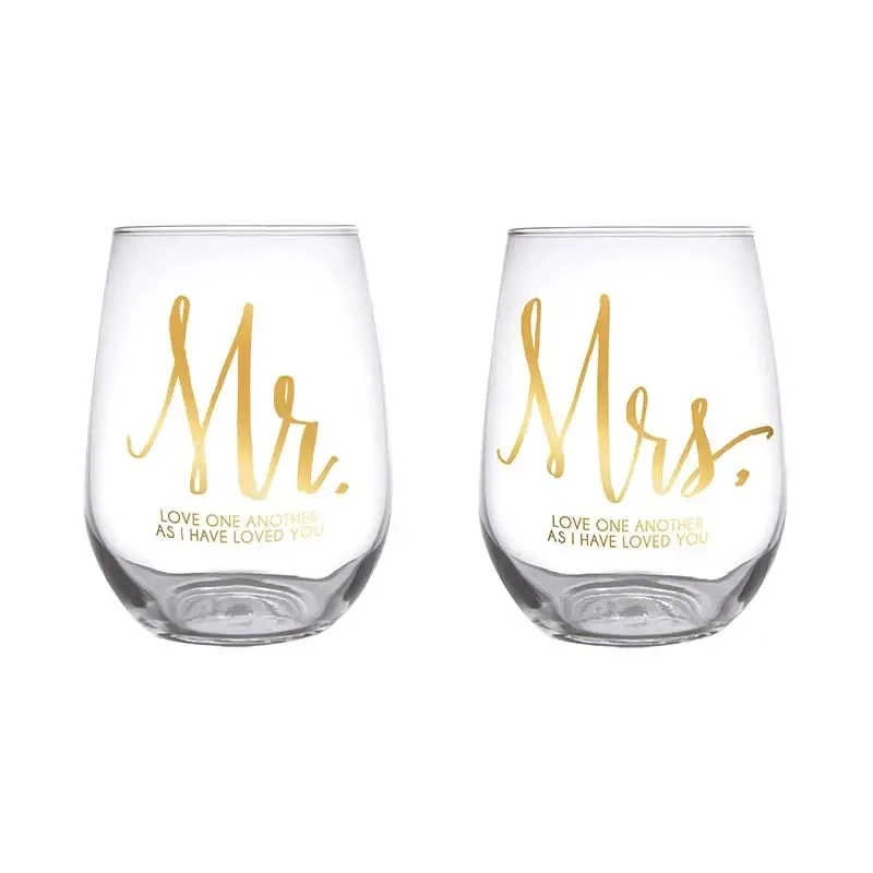 Stemless Glass Set - Mr &amp; Mrs+