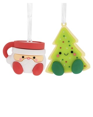 Better Together Santa Milk Mug and Christmas Tree Cookie Magnetic Hallmark Ornaments, Set of 2+