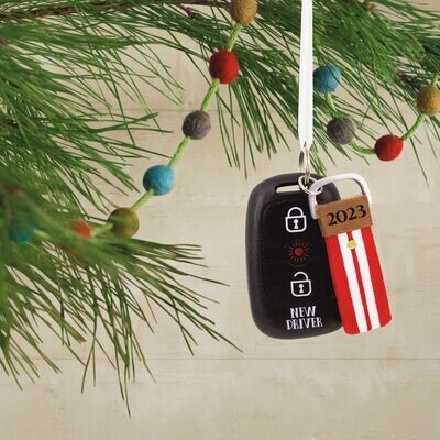 New Driver Striped Keychain 2023 Hallmark Ornament+