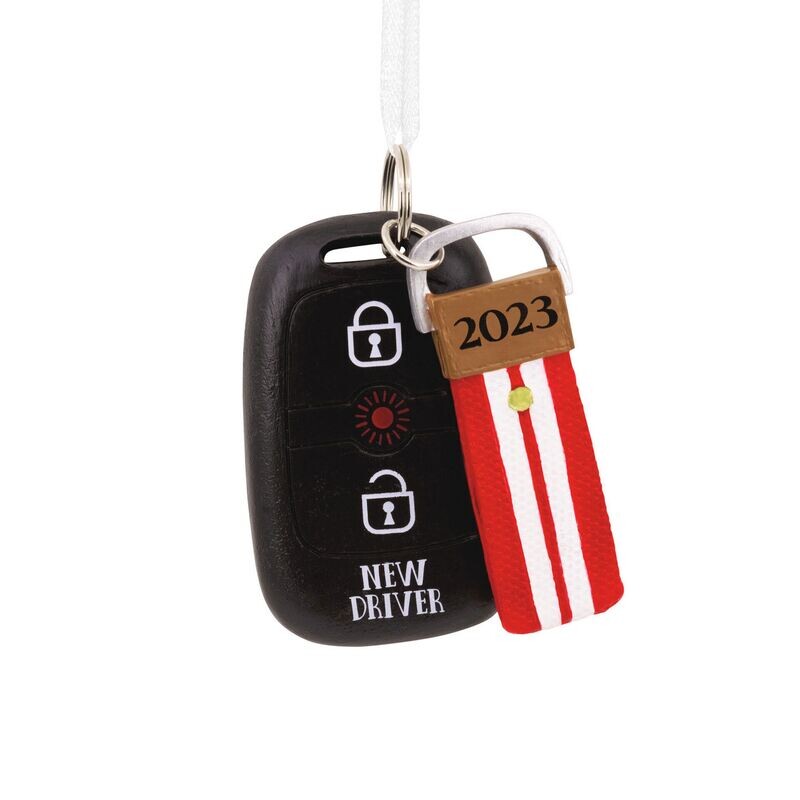 New Driver Striped Keychain 2023 Hallmark Ornament+