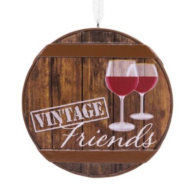 Vintage Friends Wine Cask Hallmark Ornament+