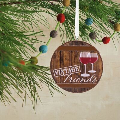 Vintage Friends Wine Cask Hallmark Ornament+