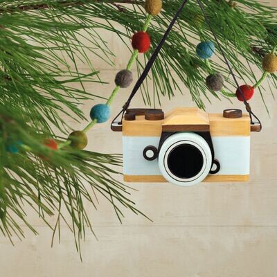 Retro Camera Wood Hallmark Ornament+