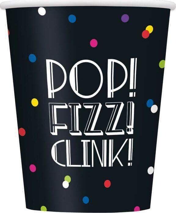 9oz “Pop! Fizz! Clink!” 8ct Cups+