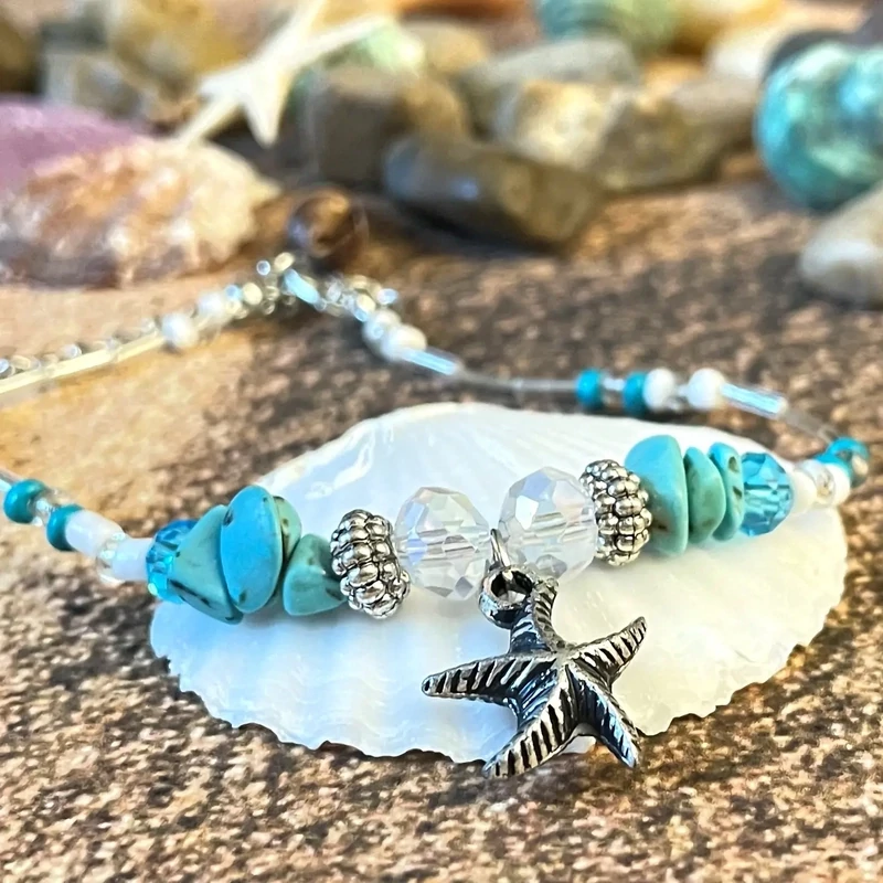 Boho Cristal Starfish Anklet+