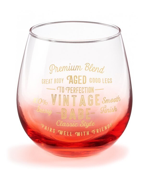 Stemless Wine Glass, Vintage Babe+