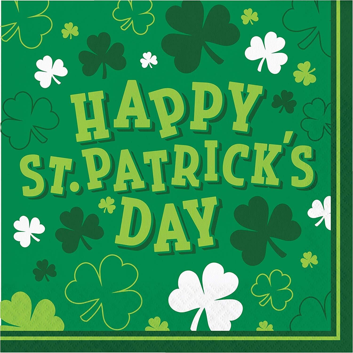 Happy St. Patrick&#39;s Day Shamrock Lunch Napkins AMZ+