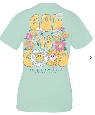 Simply Southern &#39;God is Good&#39; Floral Bliss Short Sleeve Tee+