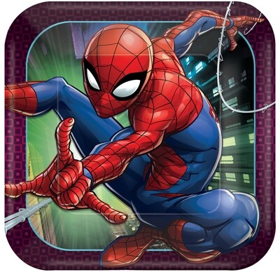 Spider-Man™ Webbed Wonder Square Plates, 9&quot;+