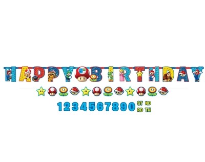 Super Mario Customizable Happy Birthday Banner +