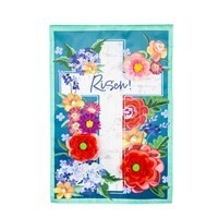 Floral Easter Cross Garden Flag +