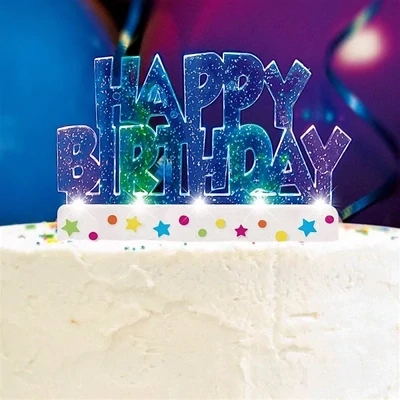 Flashing Happy Birthday Cake Topper+