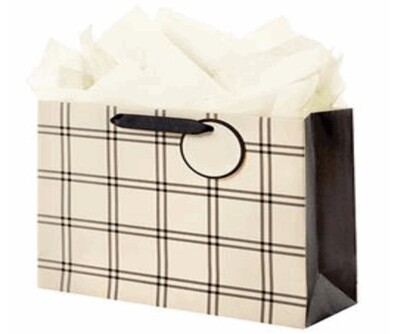 Black/Creme Plaid Gift Bag+