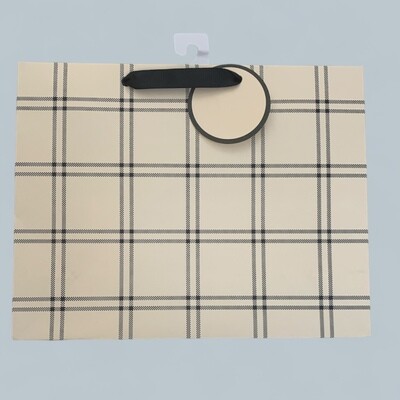 Black/Creme Plaid Gift Bag+
