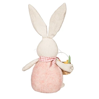 Fabric Bunny With Basket Table Decor+
