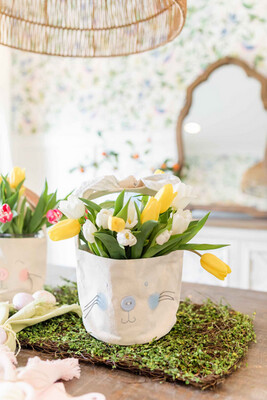 Blue Canvas Bunny Basket- Small+
