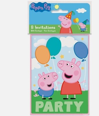 Peppa Pig Birthday Party Invitations 8ct+