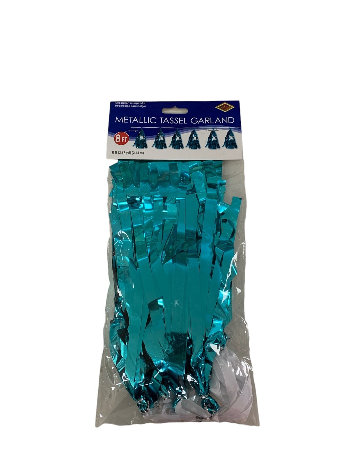 Turquoise Metallic Tassel Garland 8ft+